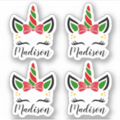 Schattigee Kerst Eenhoorn Stickers met aangepaste (Voorkant)