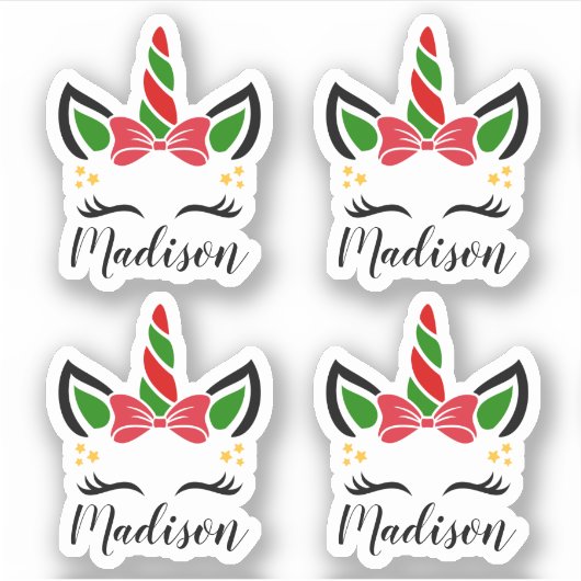 Schattigee Kerst Eenhoorn Stickers met aangepaste (Voorkant)
