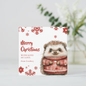 Schattigee Kerst Egel met Gezellige Trui Feestdagenkaart (Staand voorkant)