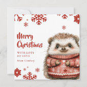 Schattigee Kerst Egel met Gezellige Trui Feestdagenkaart (Voorkant)