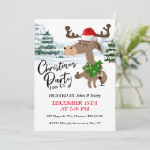 Schattigee kerst eland kerst uitnodiging (Staand voorkant)