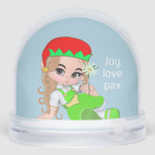 Schattigee Kerst Elf Fairy met Daisy Flower Sneeuwbol (Achterkant)