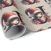 Schattigee Kerst Elf Feestbrief J Cadeaupapier (Rol Hoek)