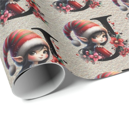 Schattigee Kerst Elf Feestbrief J Cadeaupapier (Rol Hoek)