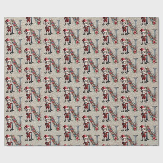 Schattigee Kerst Elf Feestbrief N Cadeaupapier (Vlak)