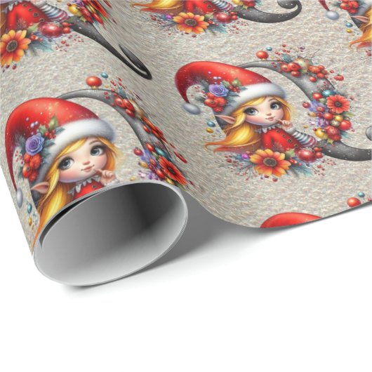 Schattigee Kerst Elf Feestbrief Q Cadeaupapier (Rol Hoek)