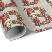 Schattigee kerst elf feestelijke letter b cadeaupapier (Rol Hoek)