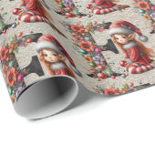 Schattigee Kerst Elf Feestelijke letter F Cadeaupapier (Rol Hoek)