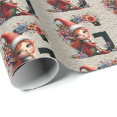 Schattigee Kerst Elf Feestelijke letter G Cadeaupapier (Rol Hoek)