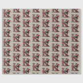 Schattigee Kerst Elf Feestelijke letter K Cadeaupapier (Vlak)