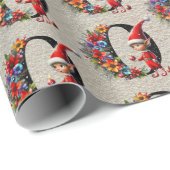 Schattigee kerst elf feestelijke letter O Cadeaupapier (Rol Hoek)