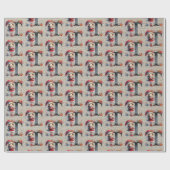 Schattigee Kerst Elf Feestelijke letter T Cadeaupapier (Vlak)