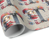 Schattigee Kerst Elf Feestelijke letter T Cadeaupapier (Rol Hoek)