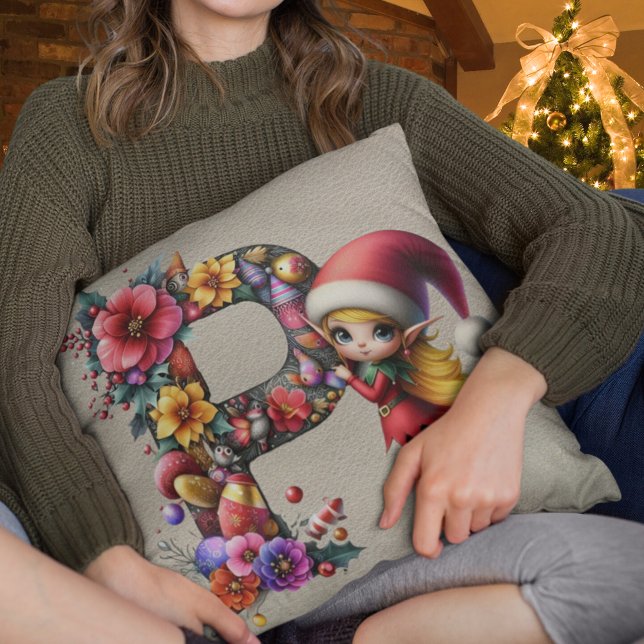 Schattigee Kerst Elf Feestelijke P Faux Tan Leathe Kussen (Creator heeft geüpload)