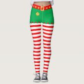 Schattigee kerst elf gestreept leggings (Voorkant)