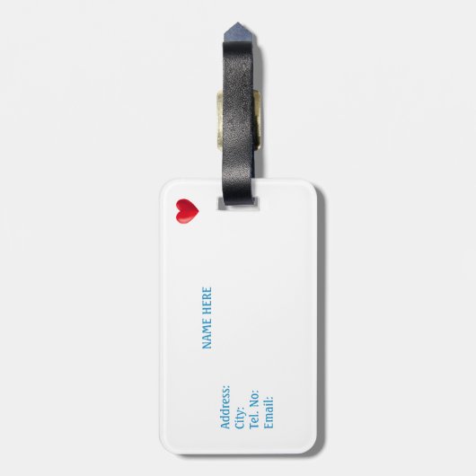 Schattigee Kerst Elf & Hart op Wit Bagagelabel (Achterkant verticaal)