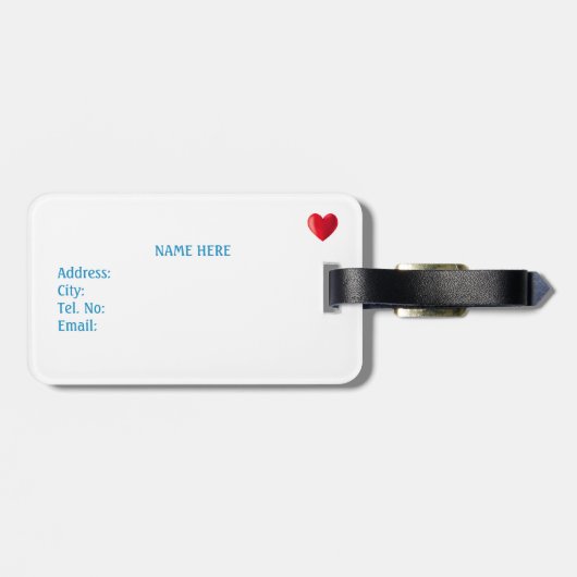 Schattigee Kerst Elf & Hart op Wit Bagagelabel (Achterkant horizontaal)