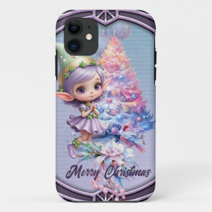 Schattigee kerst elf in delicate paarse kleuren Case-Mate iPhone case