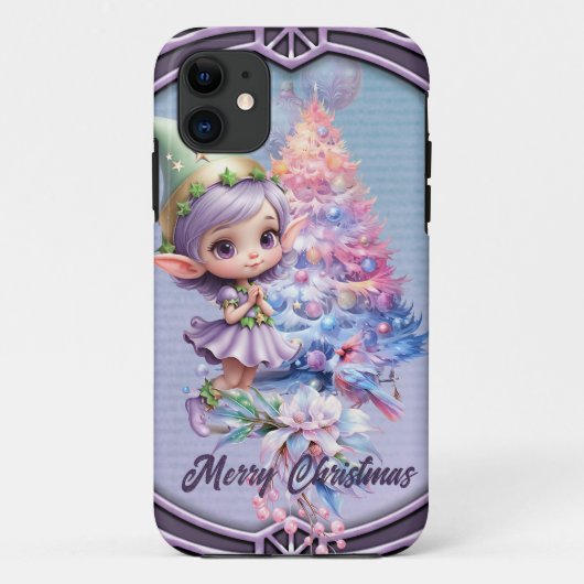 Schattigee kerst elf in delicate paarse kleuren Case-Mate iPhone case (Achterkant)