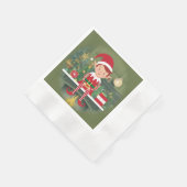 Schattigee kerst elf op plank papier servet (Hoek)