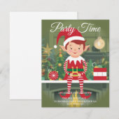 Schattigee kerst elf op plank uitnodiging (Voorkant / Achterkant)