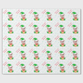 Schattigee Kerst Elf & Sneeuwvlokken Cadeaupapier (Vlak)