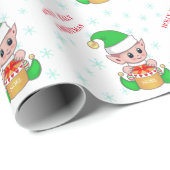 Schattigee Kerst Elf & Sneeuwvlokken Cadeaupapier (Rol Hoek)