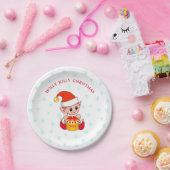 Schattigee kerst elf & sneeuwvlokken op wit papieren bordje (Feest)