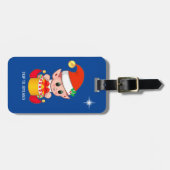 Schattigee Kerst Elf & Star op Royal Blue Bagagelabel (Voorkant horizontaal)
