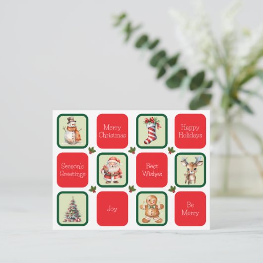 Schattigee kerst- en vakantiewensen op pleinen briefkaart (Staand voorkant)