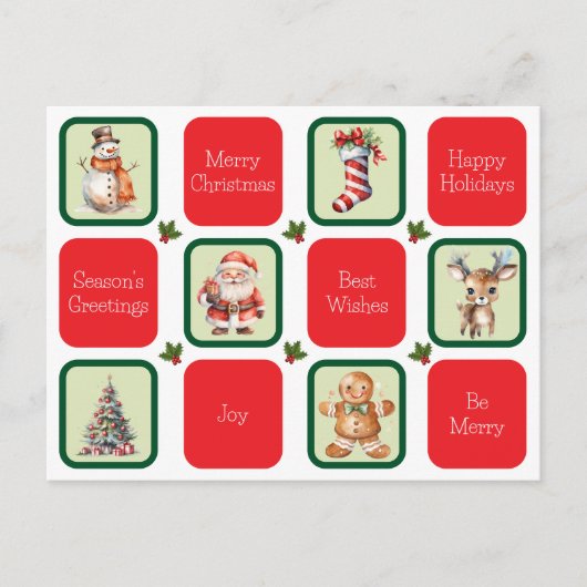 Schattigee kerst- en vakantiewensen op pleinen briefkaart (Voorkant)