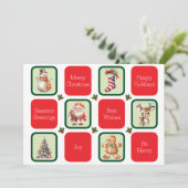 Schattigee kerst- en vakantiewensen op pleinen feestdagenkaart (Staand voorkant)