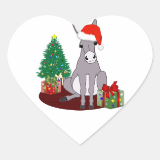 Schattigee kerst ezel hart sticker