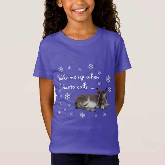Schattigee Kerst Ezel met Sneeuwvlokken T-shirt (Voorkant)