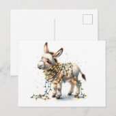 Schattigee kerst ezel verpakt in Lights Briefkaart (Voorkant / Achterkant)