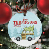 Schattigee Kerst Familie Auto Gepersonaliseerd Metalen Ornament