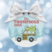 Schattigee Kerst Familie Auto Gepersonaliseerd Metalen Ornament