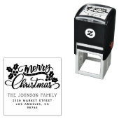 Schattigee kerst familienaam retouradres zelfinktende stempel (In situ)