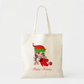 Schattigee kerst fee elf & bewerkbare tekst tote bag (Voorkant)