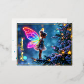 Schattigee kerst fee gradient neon vleugels folie feestdagen briefkaart (Voorkant / Achterkant)