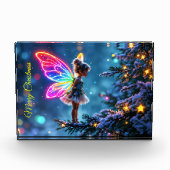 Schattigee kerst fee gradient neon vleugels fotoblokken (Voorkant)