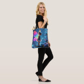 Schattigee kerst fee gradient neon vleugels tote bag (Op model)