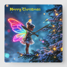 Schattigee kerst fee gradient neon vleugels vierkante klok