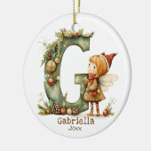 Schattigee kerst fee Initiaal 'G' Custom Keepsake Keramisch Ornament (Links)