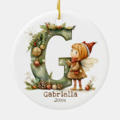 Schattigee kerst fee Initiaal 'G' Custom Keepsake Keramisch Ornament (Achterkant)