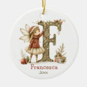 Schattigee kerst fee Initiaal Gepersonaliseerd Kee Keramisch Ornament (Voorkant)