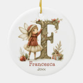 Schattigee kerst fee Initiaal Gepersonaliseerd Kee Keramisch Ornament (Achterkant)