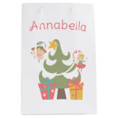 Schattigee Kerst feeën aangepaste naam Medium Cadeauzakje (Voorkant)