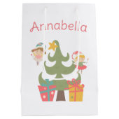Schattigee Kerst feeën aangepaste naam Medium Cadeauzakje (Achterkant)