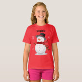 Schattigee Kerst Feestelijke Sneeuw man Custom mei T-shirt (Voorkant volledig)